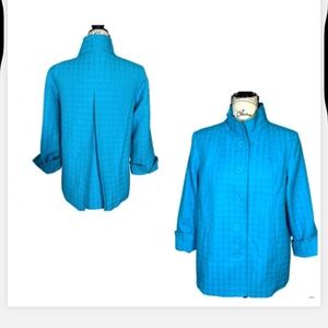 VINTAGE LINEA SWING G JACKET BLUE HOUNDSTOOTH BUTTON POCKETS SIZE MEDIUM